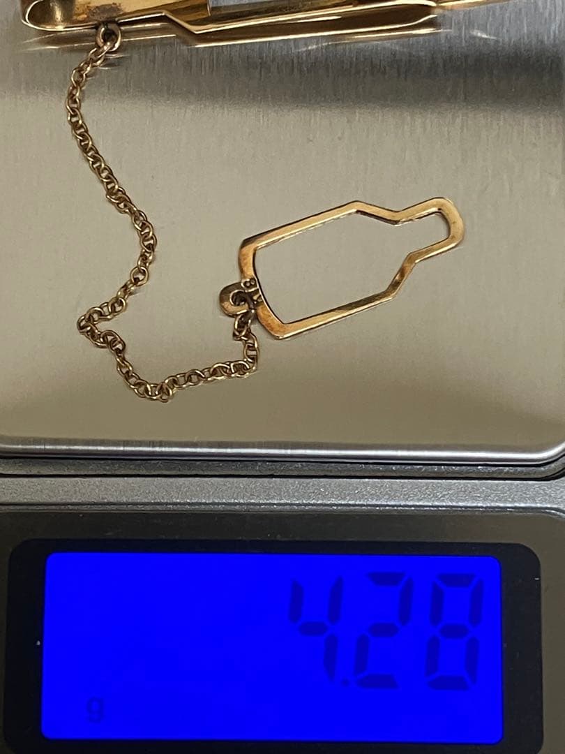 K18 ゴールドネクタイピン ゴールド サンイーグルボトル型チェーン　ルビー