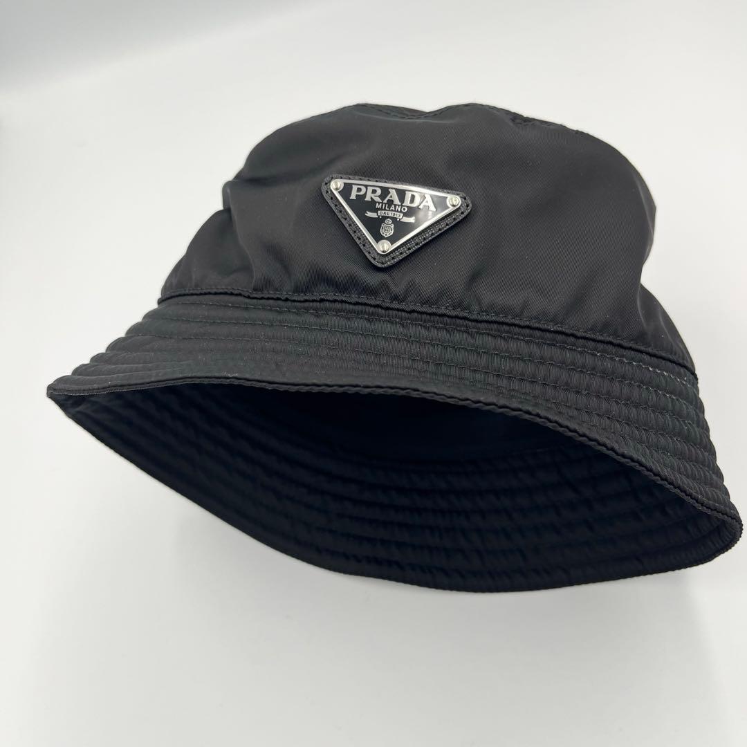 【美品】PRADA バケットハット　三角ロゴ　M 56cm ナイロン　正規品