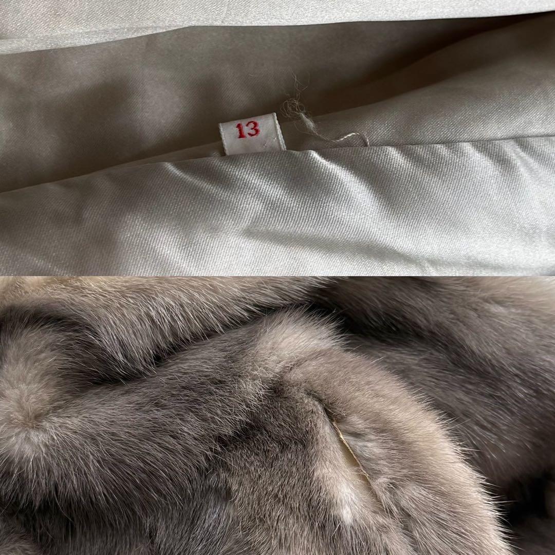 着丈110●高級●サファイアミンク MINK ミンク ロングコート グレー系