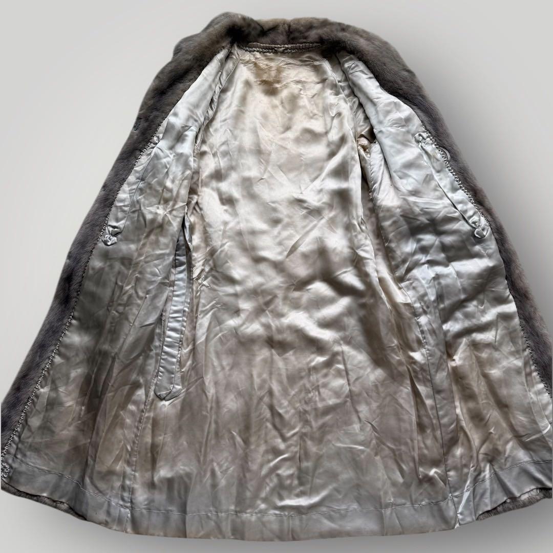 着丈110●高級●サファイアミンク MINK ミンク ロングコート グレー系