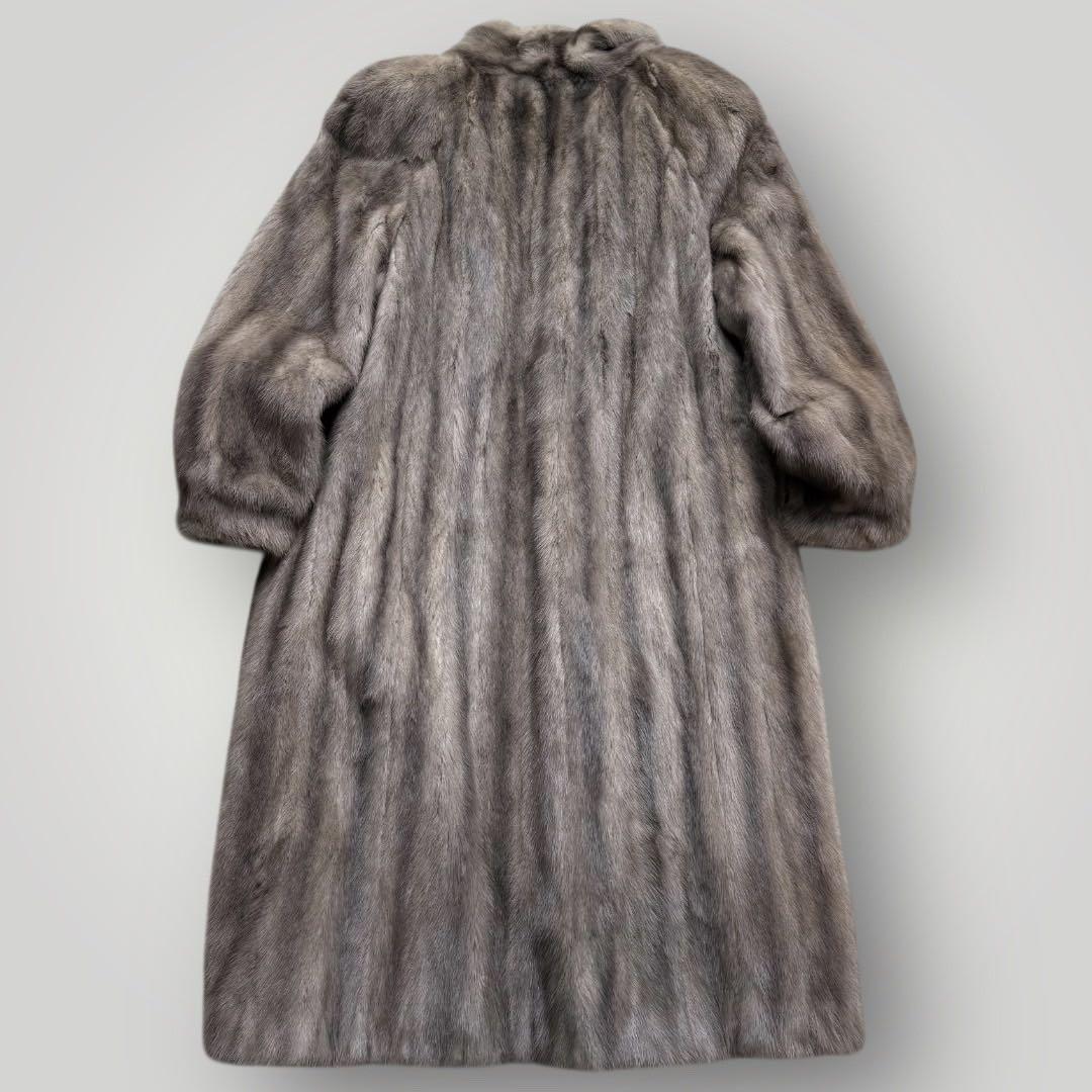 着丈110●高級●サファイアミンク MINK ミンク ロングコート グレー系