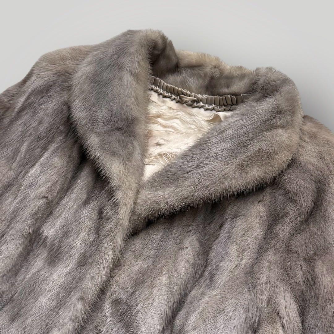 着丈110●高級●サファイアミンク MINK ミンク ロングコート グレー系