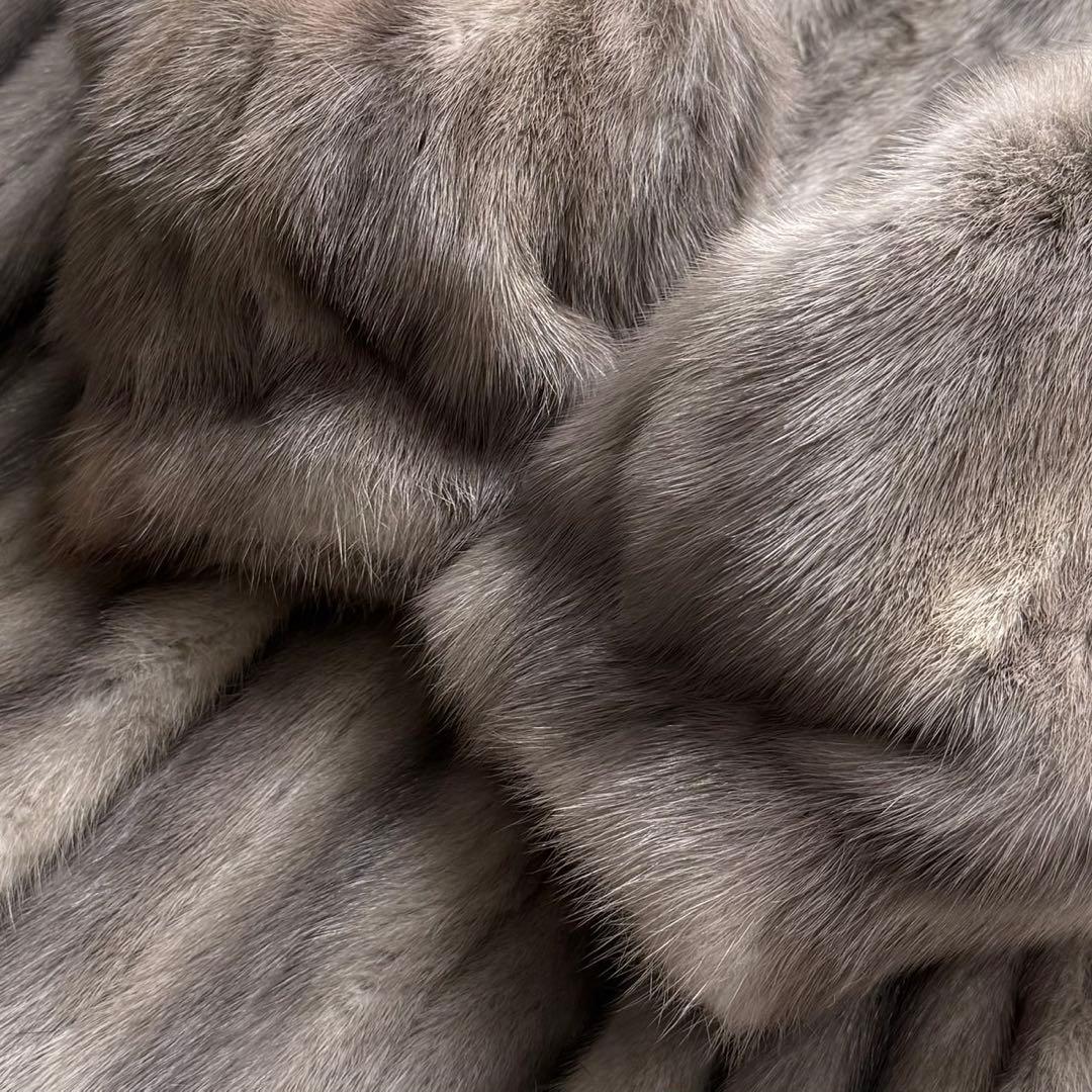 着丈110●高級●サファイアミンク MINK ミンク ロングコート グレー系
