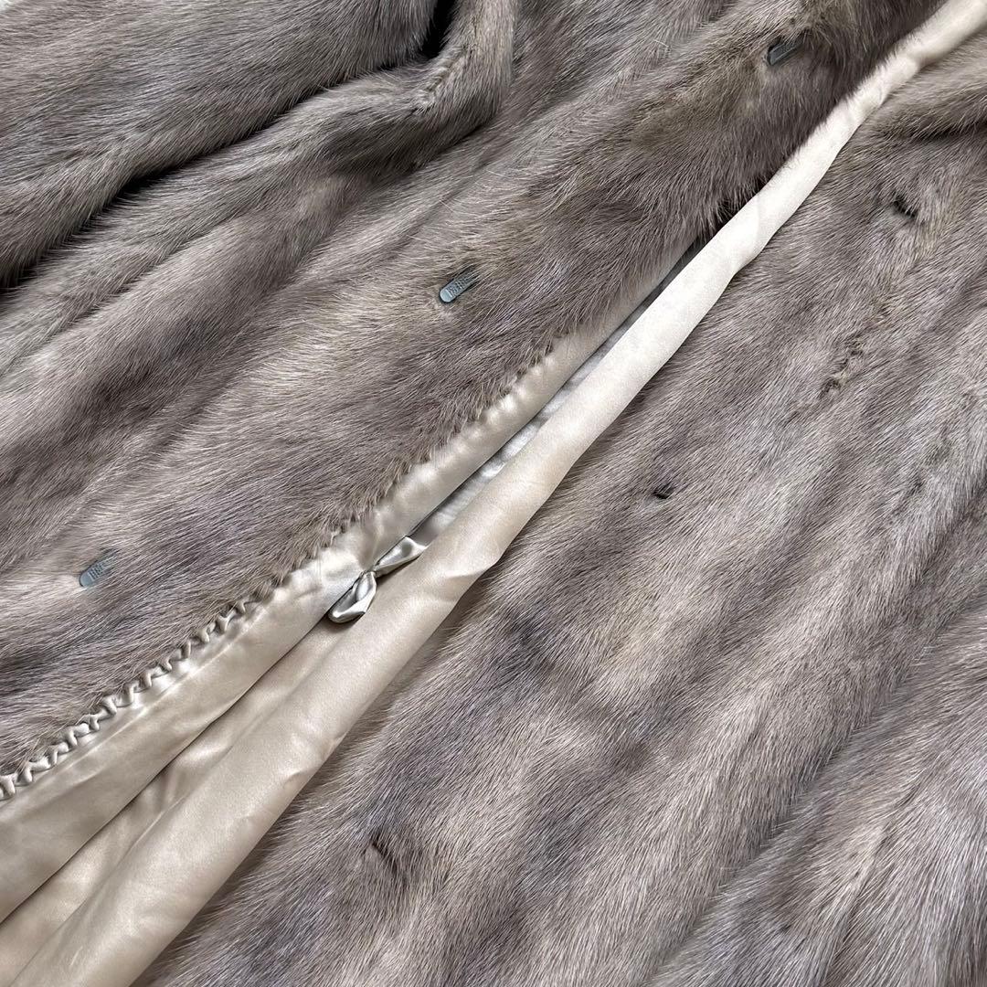着丈110●高級●サファイアミンク MINK ミンク ロングコート グレー系
