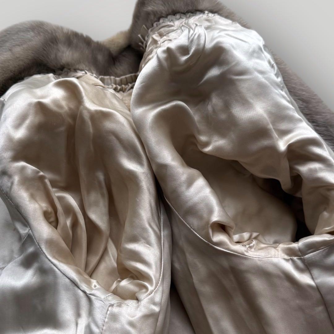 着丈110●高級●サファイアミンク MINK ミンク ロングコート グレー系