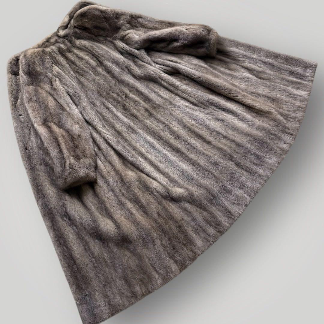 着丈110●高級●サファイアミンク MINK ミンク ロングコート グレー系