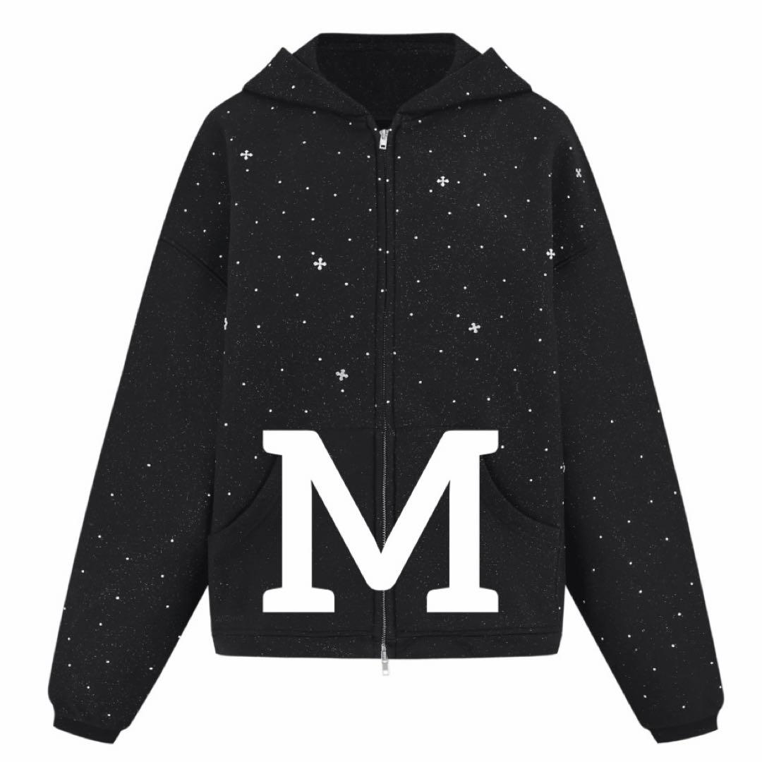 ANDWANG Kirakira jewel zip up M ブラック 新品
