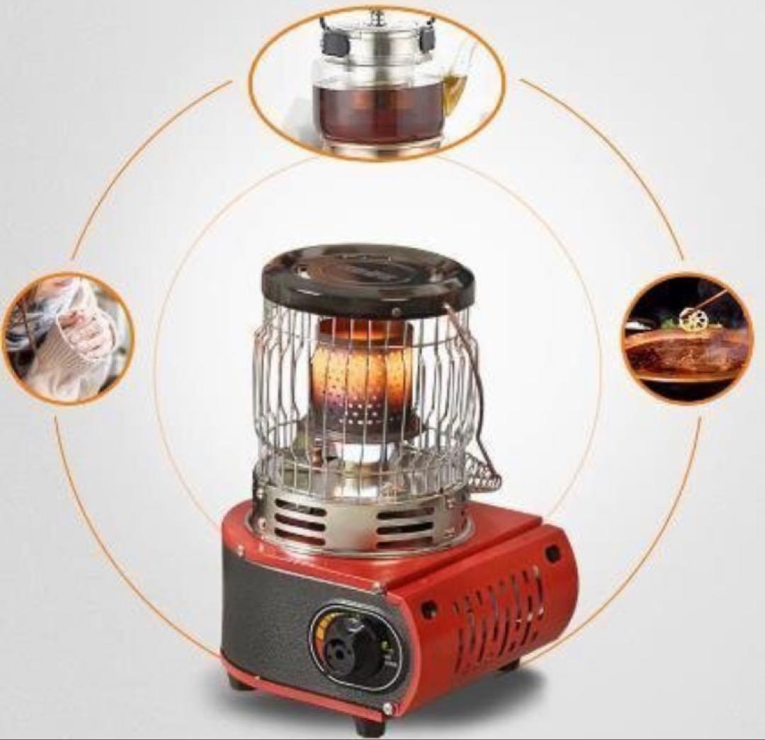 カセットガスストーブ 停電対策 防寒対策 屋内屋外用 釣り キャンプ用 レッド