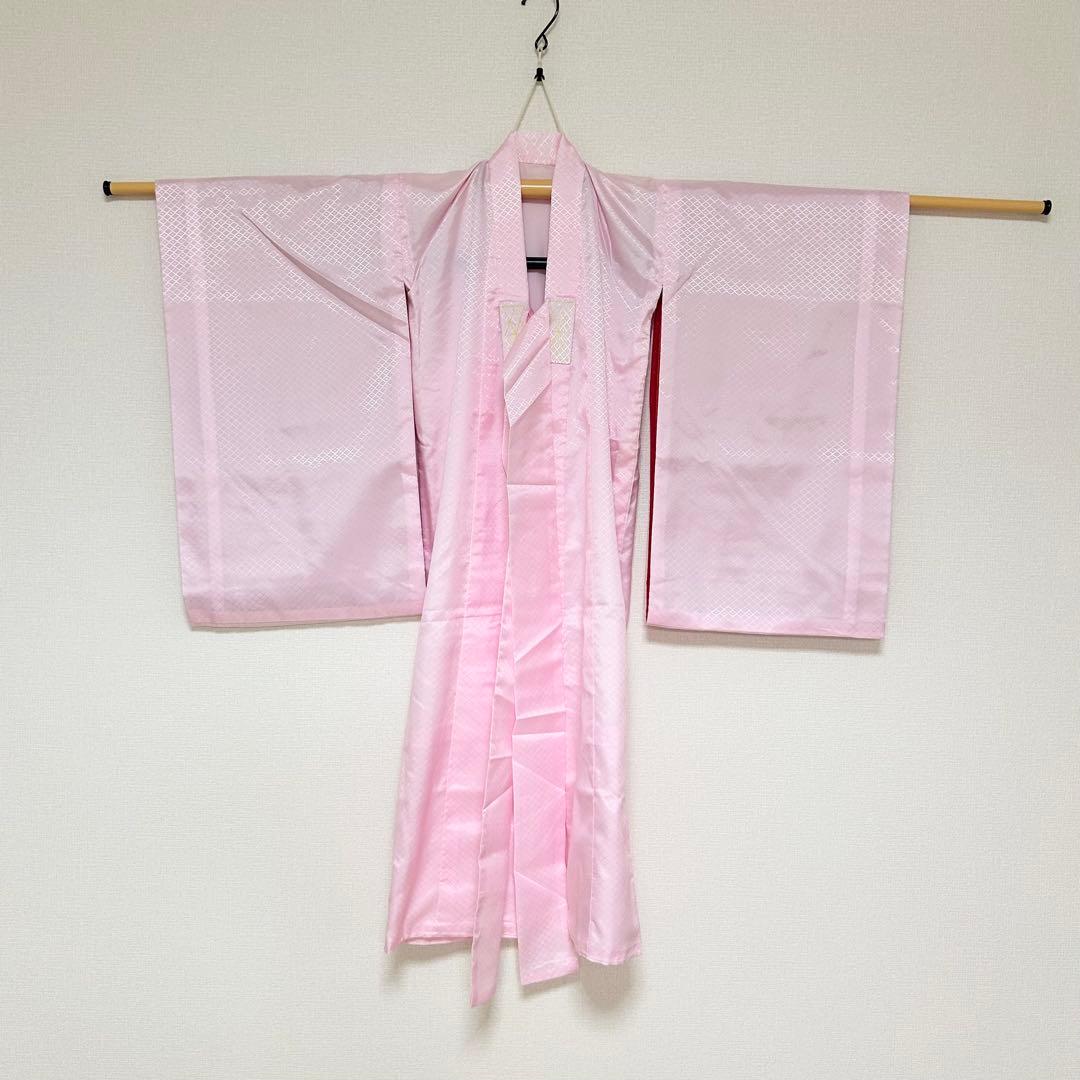 着物　お宮参り　産着　祝着　赤　つづみ　束ね熨斗　四季草花　女の子　襦袢付き