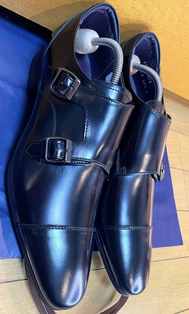 新品リーガルビジネスシューズモンクストラップスクラッチタフレザー25.5