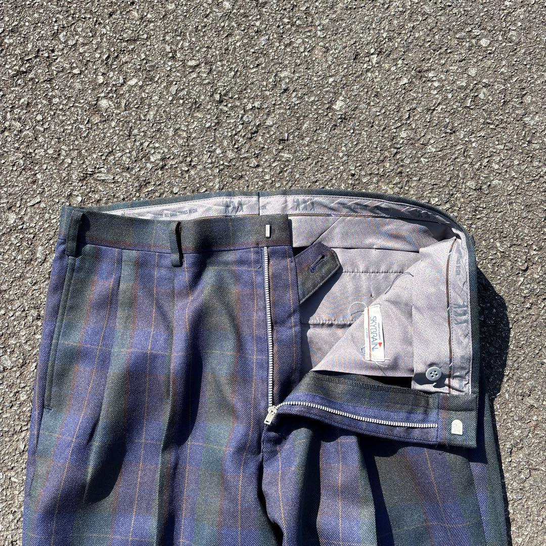 ビ*ト様 【希少】70s 80s 極太 2タック チェック スラックス