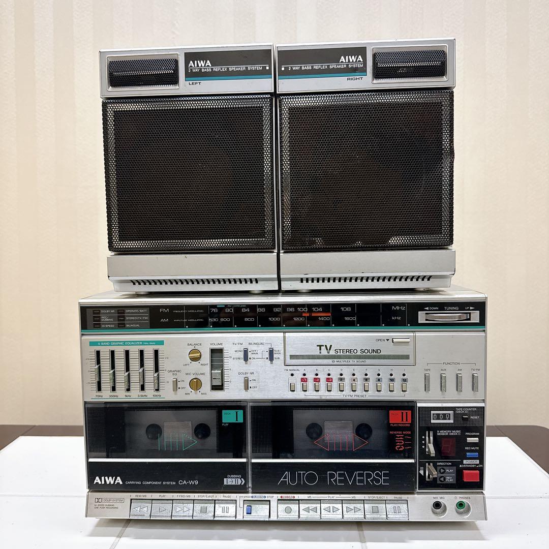 AIWA CA-W9 ラジカセ シルバー 分離型 昭和レトロ 通電 ラジオok