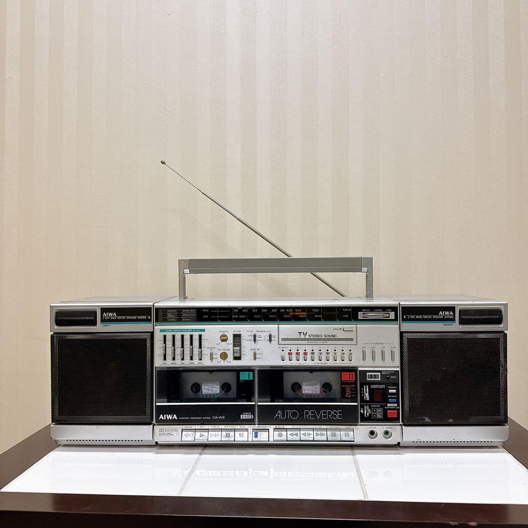 AIWA CA-W9 ラジカセ シルバー 分離型 昭和レトロ 通電 ラジオok