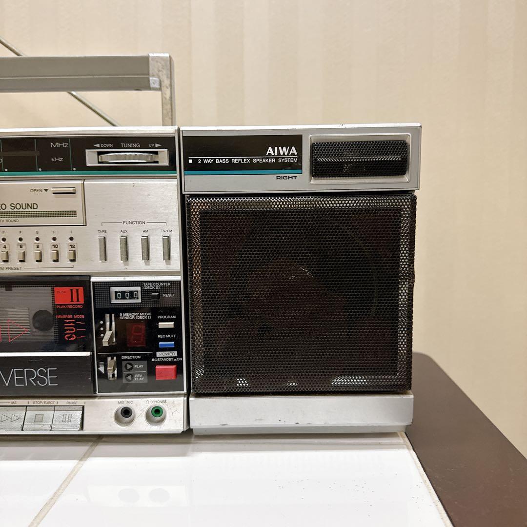 AIWA CA-W9 ラジカセ シルバー 分離型 昭和レトロ 通電 ラジオok
