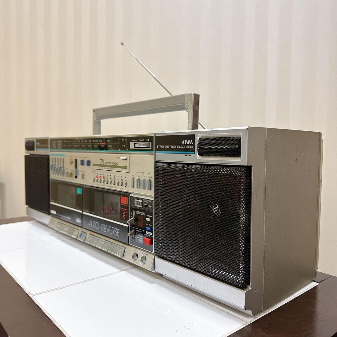 AIWA CA-W9 ラジカセ シルバー 分離型 昭和レトロ 通電 ラジオok