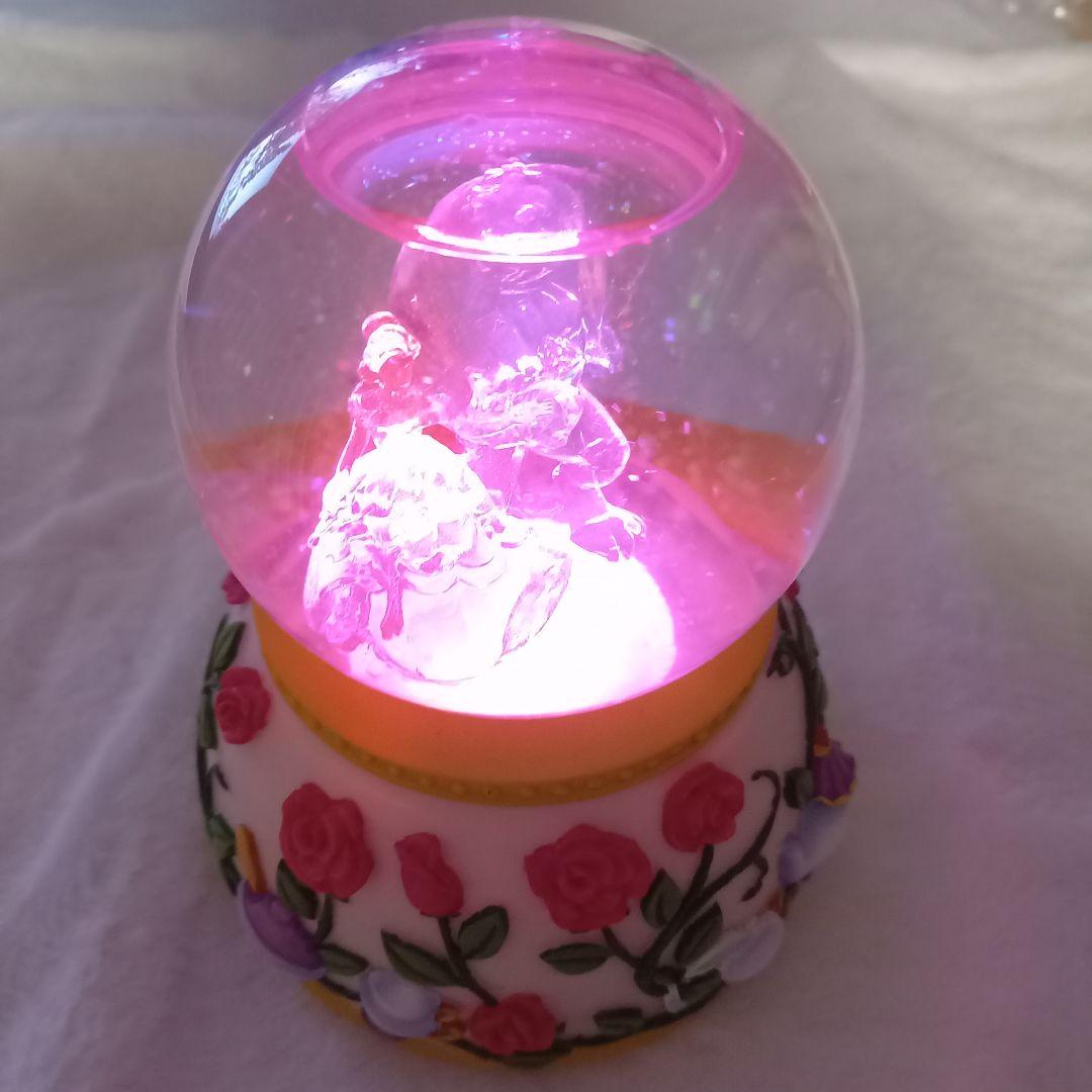 【動作確認済】美女と野獣　スノードーム　陶器　オルゴール　廃盤品　ディズニー