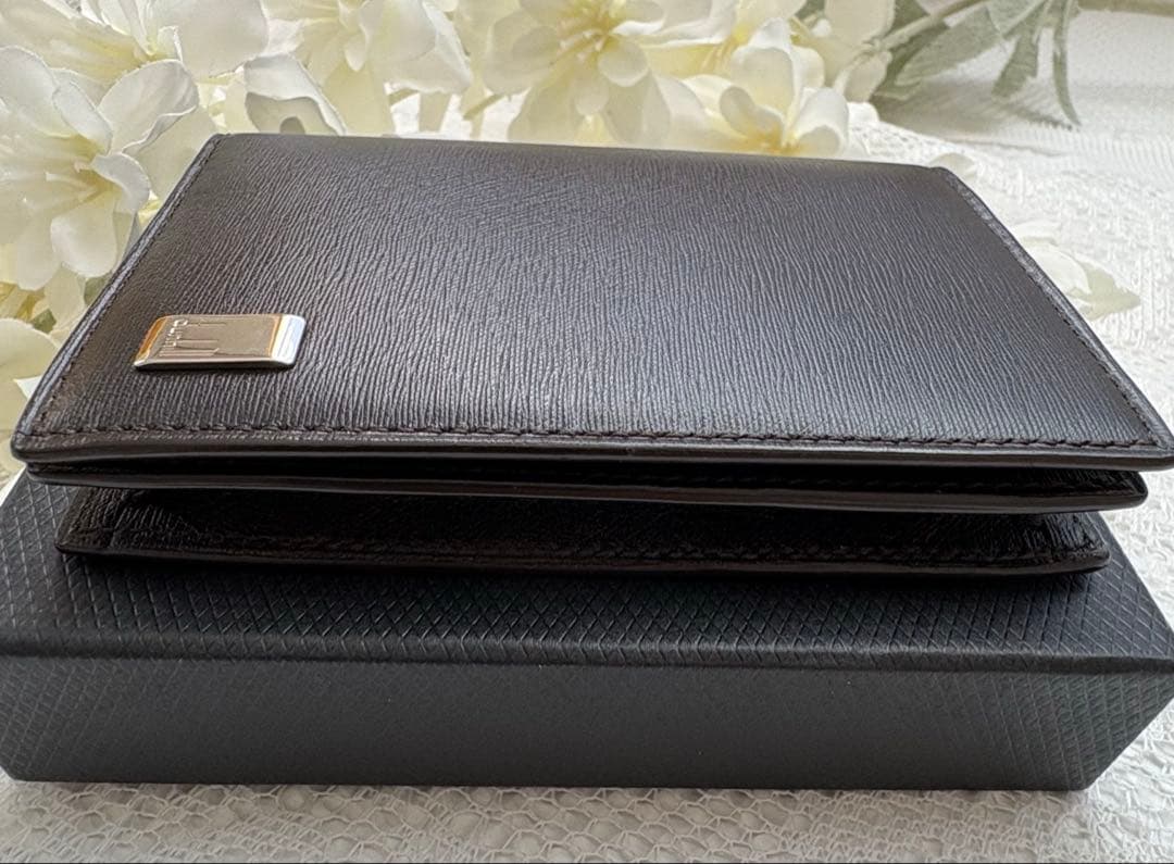 【名刺入れ】dunhill 黒 レザー カードケース メンズ