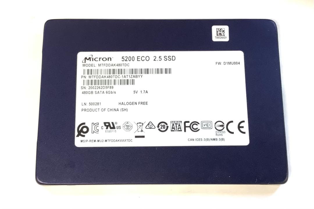 ②-WA337-Micron SATA 480GB 2.5インチ SSD1点