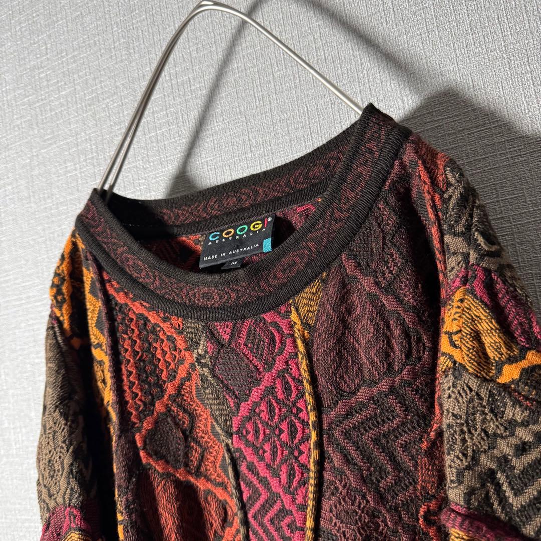 雰囲気抜群★COOGI クージー ケーブルニット 立体編み 凸凹 ウール M