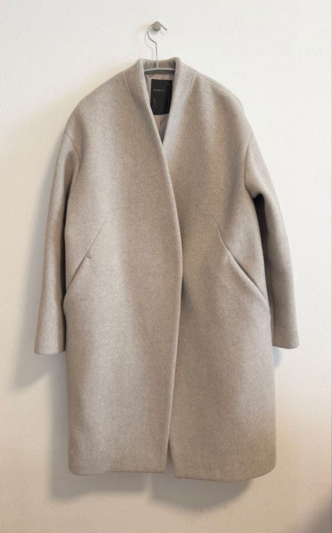 【美品】ノーブルnoble MTRウールカシミヤミニマルVコート(38)