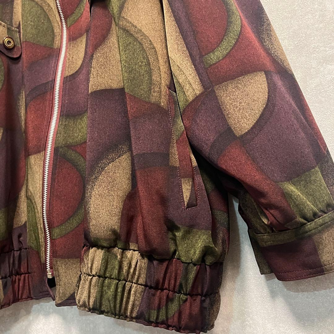 3点おまとめ ボルドー系 幾何学 ヴィンテージ ジップ ハイネック ジャケット