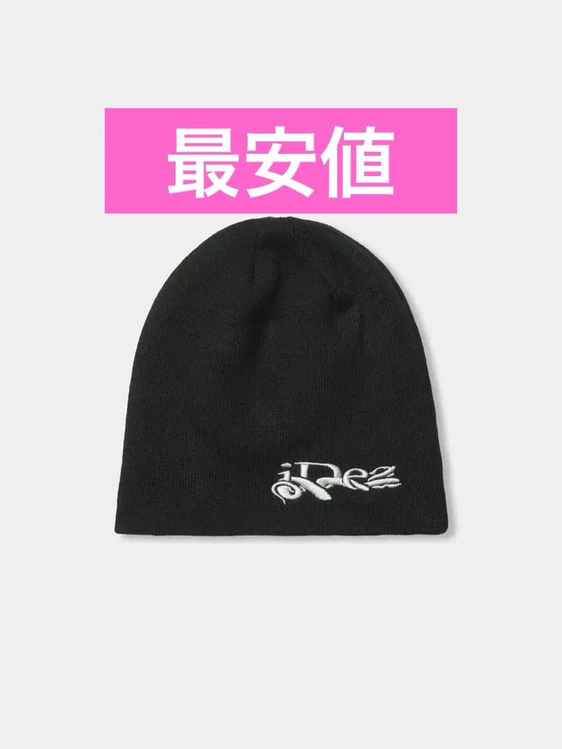 ideaswam 黒 刺繍ロゴ ビーニー
