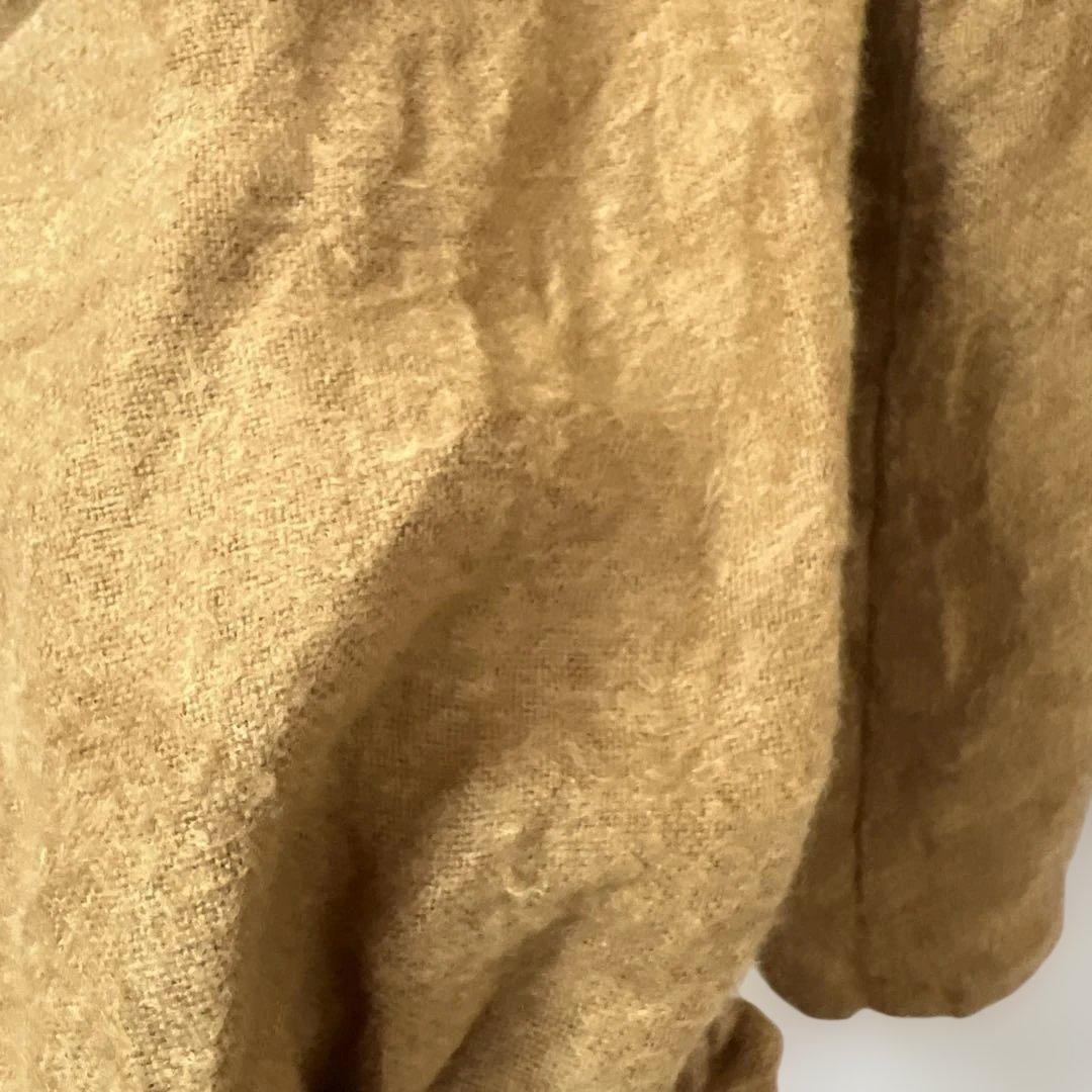 ハンドメイド作家　pocchiフードプルオーバー リネン起毛　キャメル