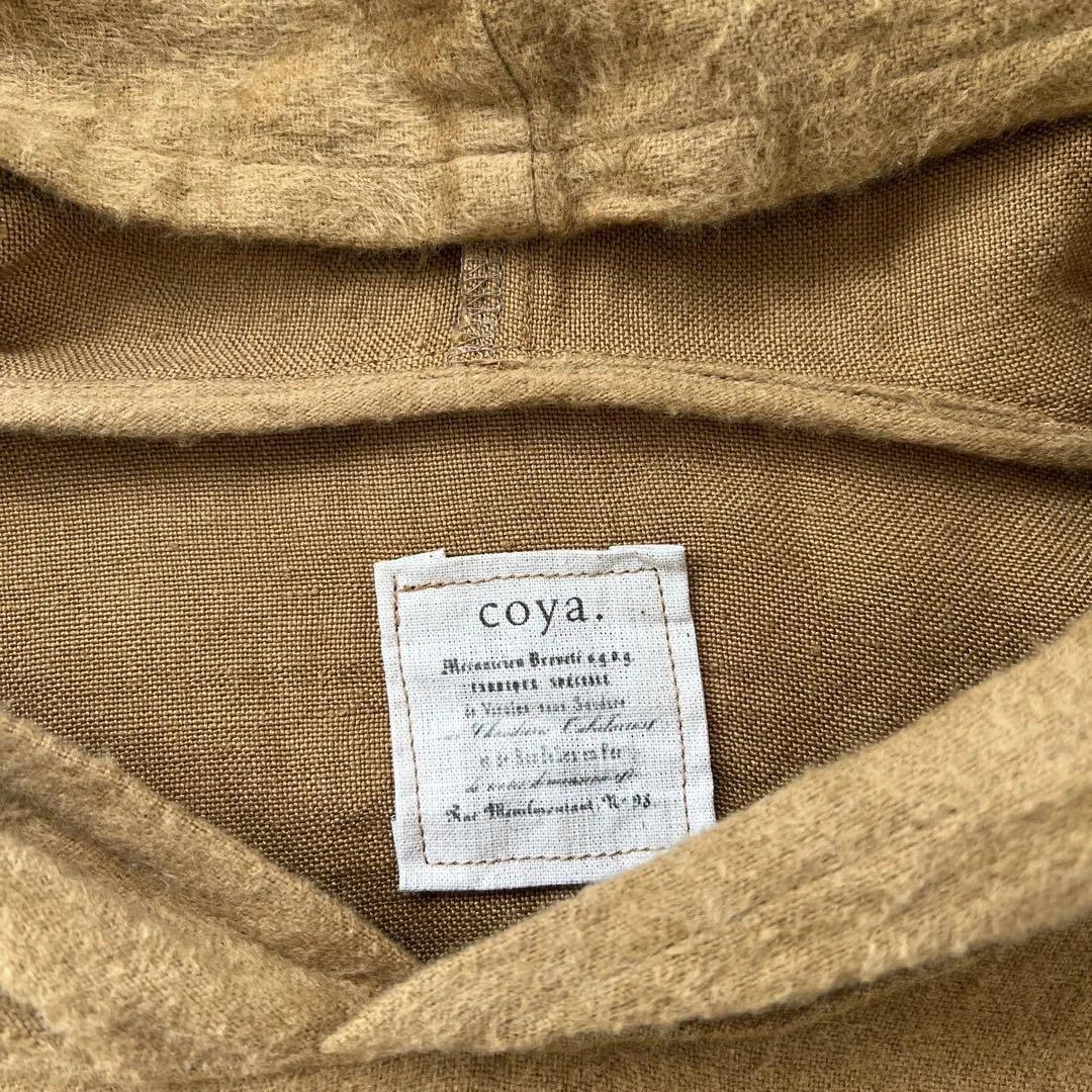 ハンドメイド作家　pocchiフードプルオーバー リネン起毛　キャメル