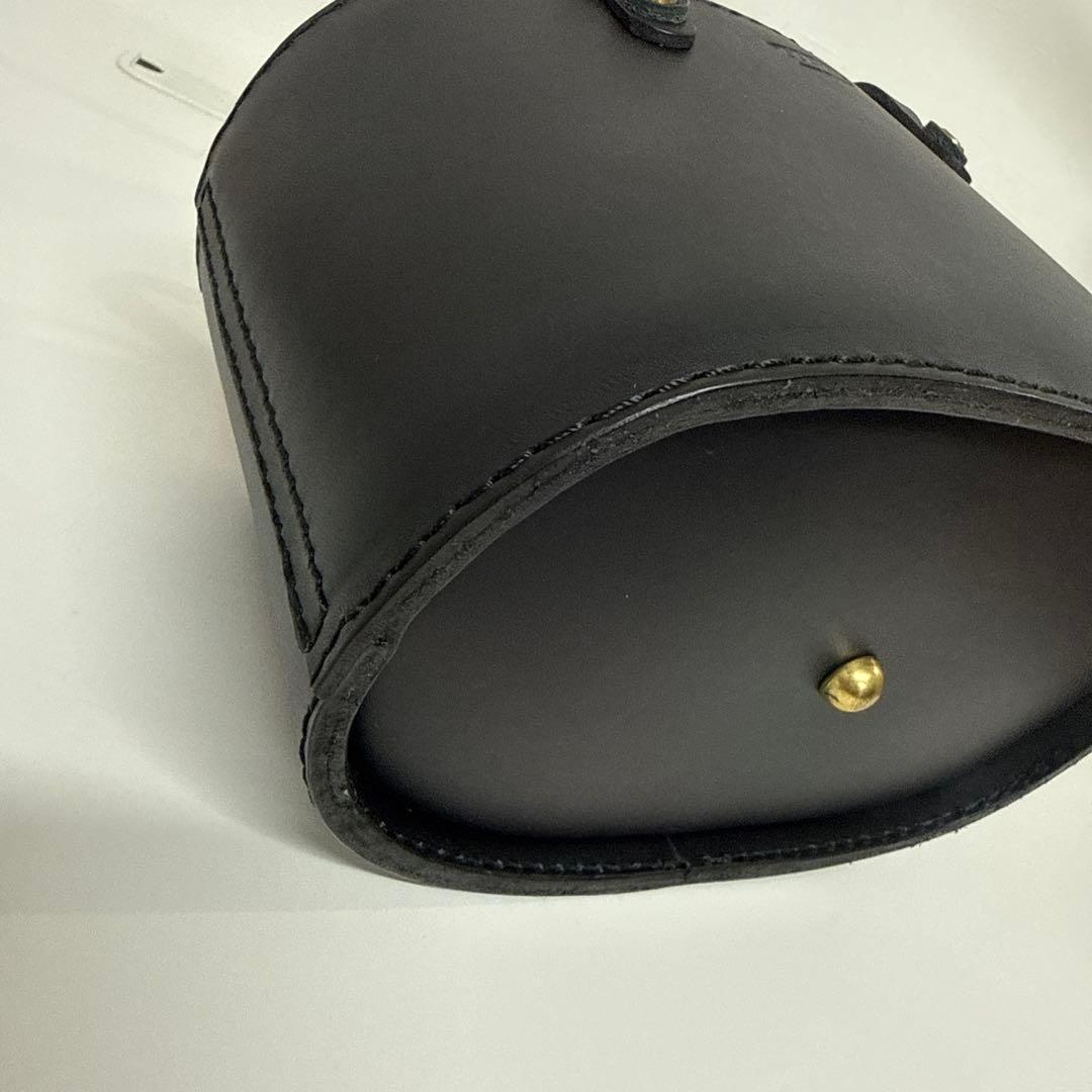 Herz ヘルツ レザー バケツ　巾着　トートバッグ　ハンドバッグ ブラック