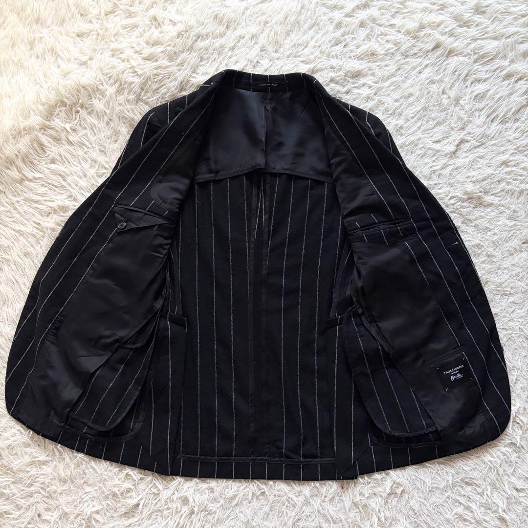 <美品>TAGLIATORE×ブリッラ ブラック ウール スーツ サイズ42