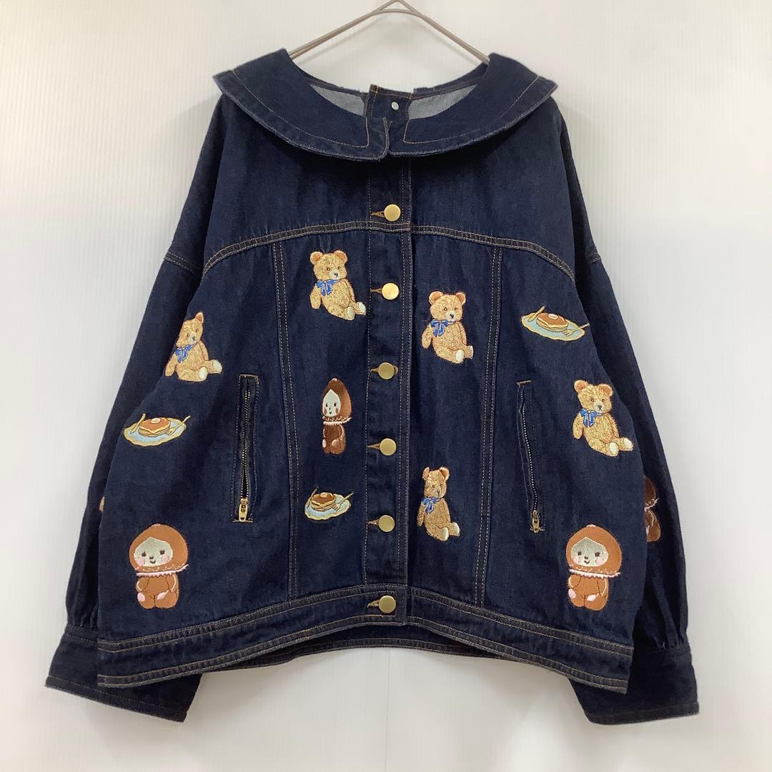 yukiemon おまもりGジャン デニムジャケット 刺繍 大きめ 羽織 熊