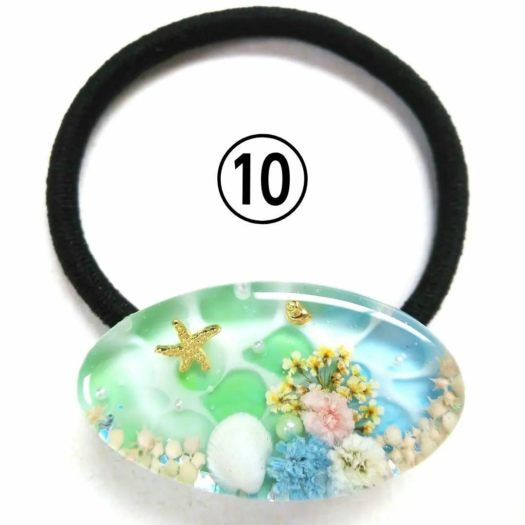 ヘアクリップ レジン 6.5cmオーバル 美しいマトリカリア 水色