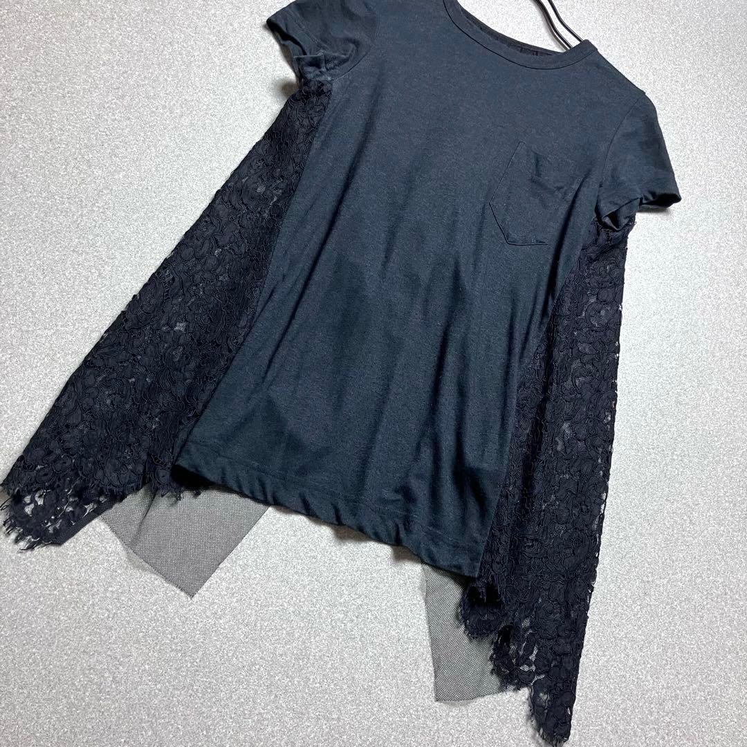 sacai バックフレアレース切替Tシャツ プルオーバー 半袖カットソー サカイ