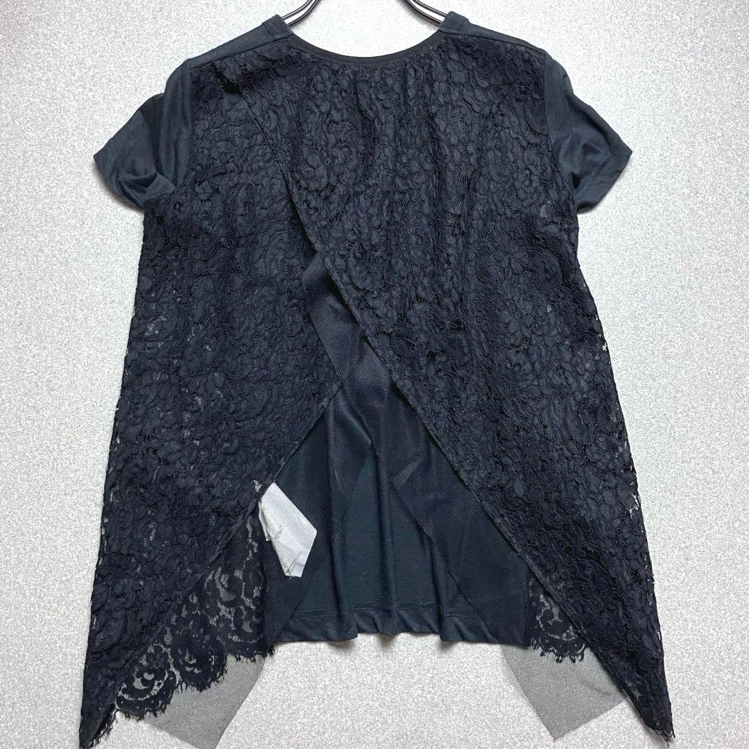 sacai バックフレアレース切替Tシャツ プルオーバー 半袖カットソー サカイ