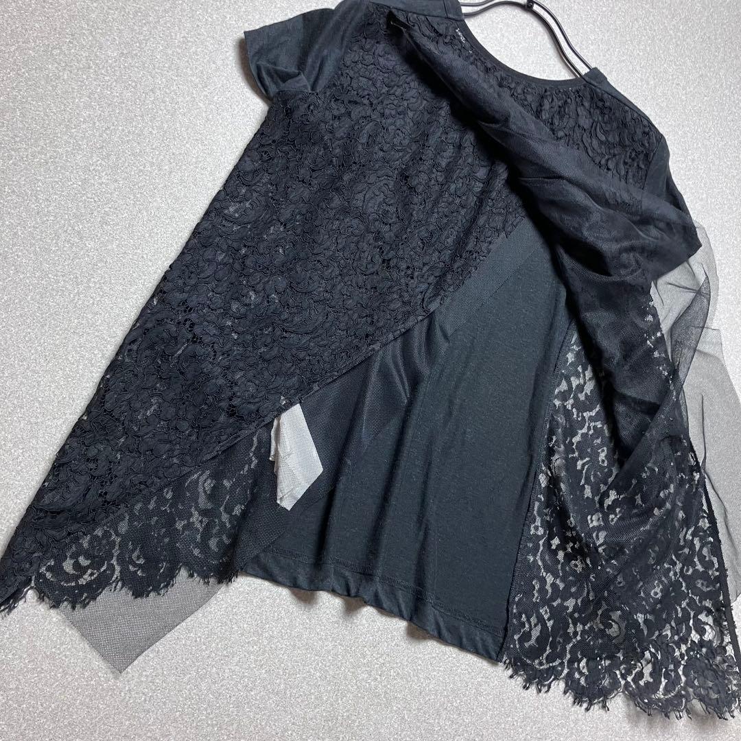 sacai バックフレアレース切替Tシャツ プルオーバー 半袖カットソー サカイ