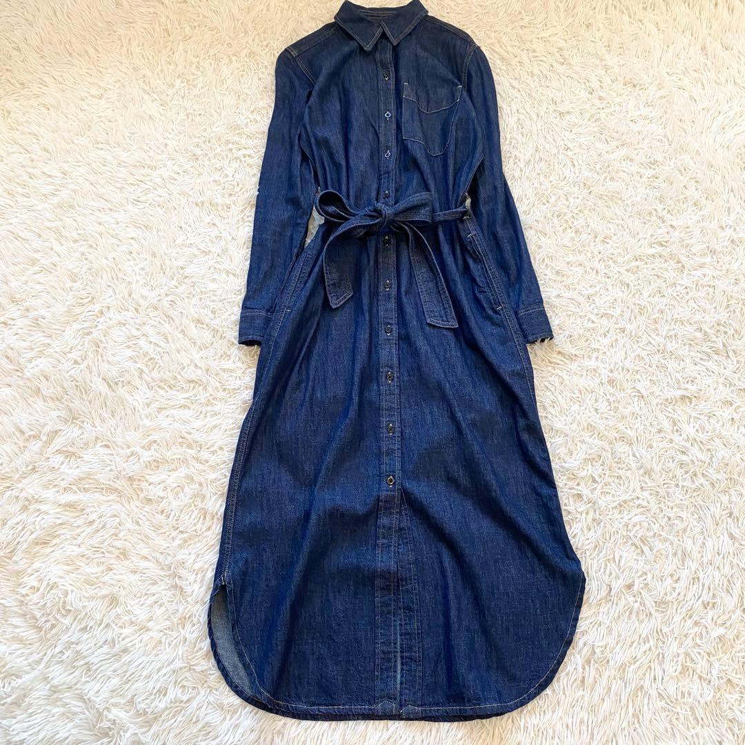【美品】ローレンラルフローレン　デニム　シャツワンピース　大きい　インディゴ