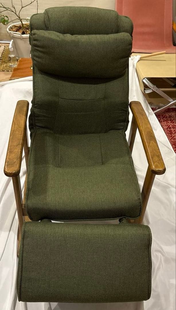 高座椅子 リクライニングチェア ランバーサポート オットマン 肘付き 高さ調節