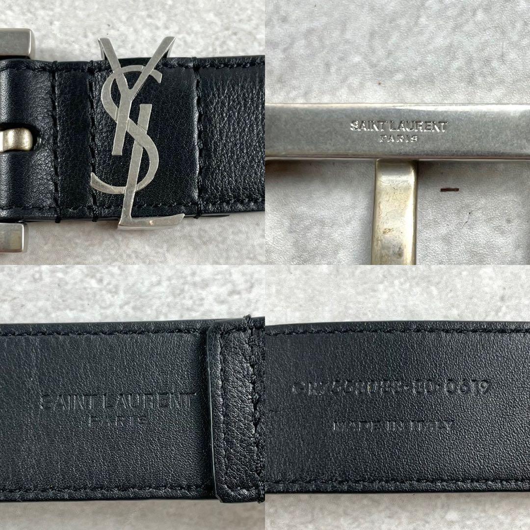 【極美品】サンローランパリ YSL ベルト ブラック シルバー金具