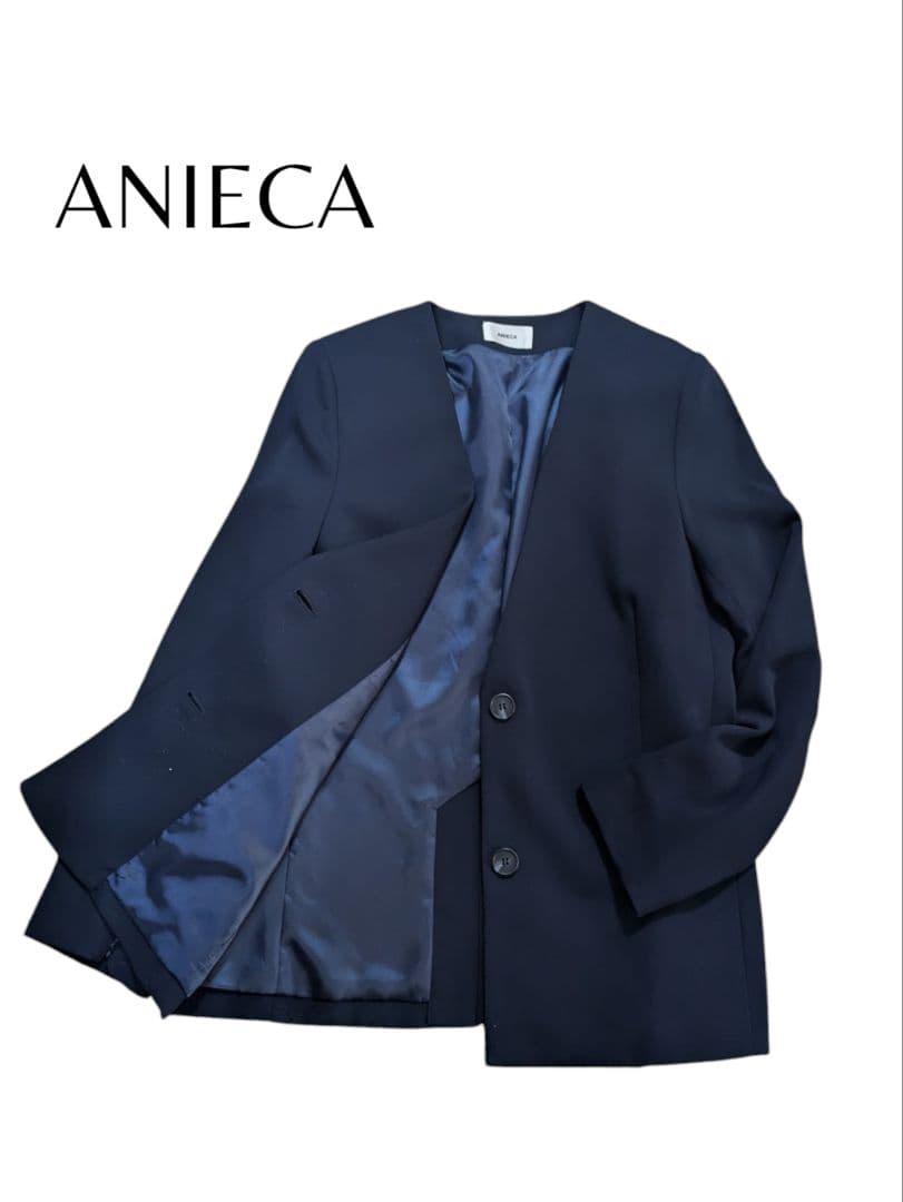 アニーカ　ANIECA　ノーカラージャケット　ネイビー　希少