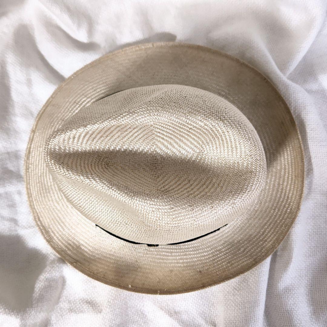 和光ボルサリーノBorsalino天然草中折れ帽子ストローハット57パラシゾール