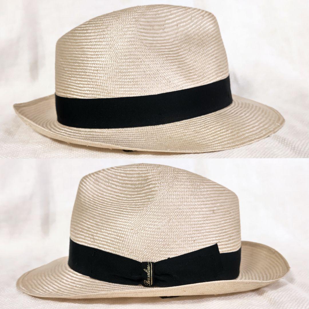 和光ボルサリーノBorsalino天然草中折れ帽子ストローハット57パラシゾール