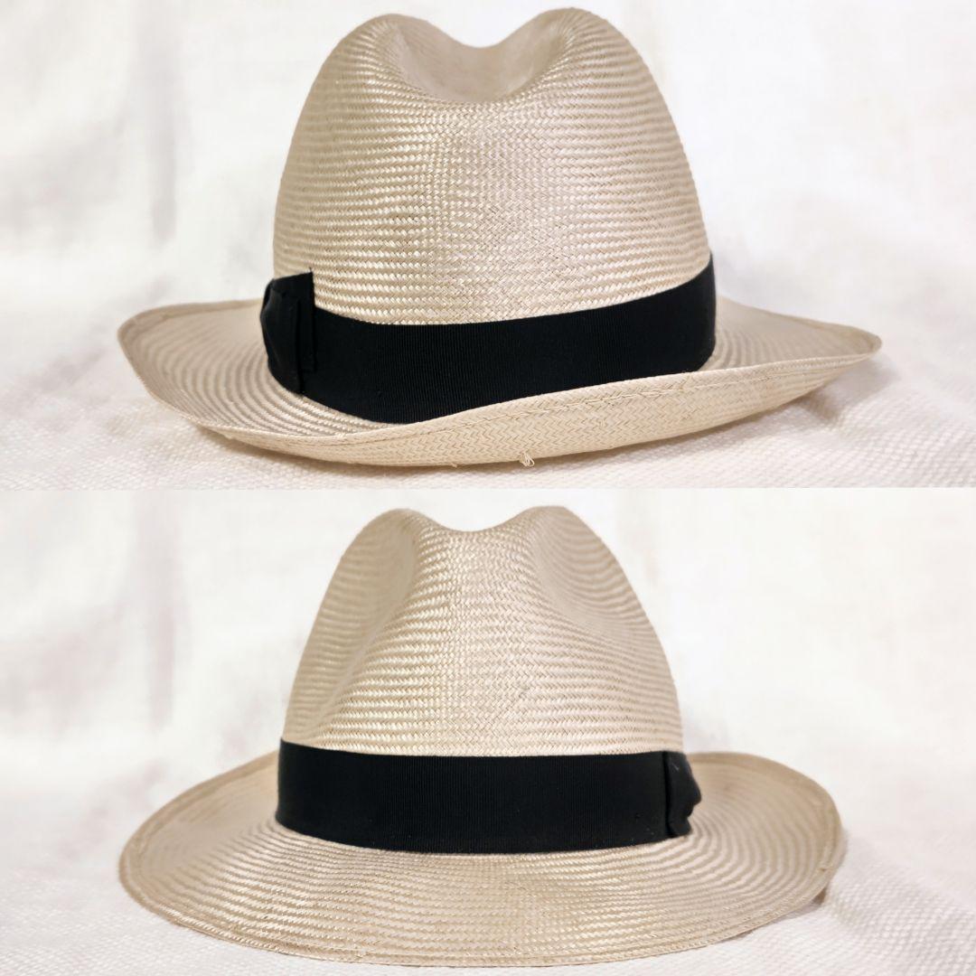 和光ボルサリーノBorsalino天然草中折れ帽子ストローハット57パラシゾール