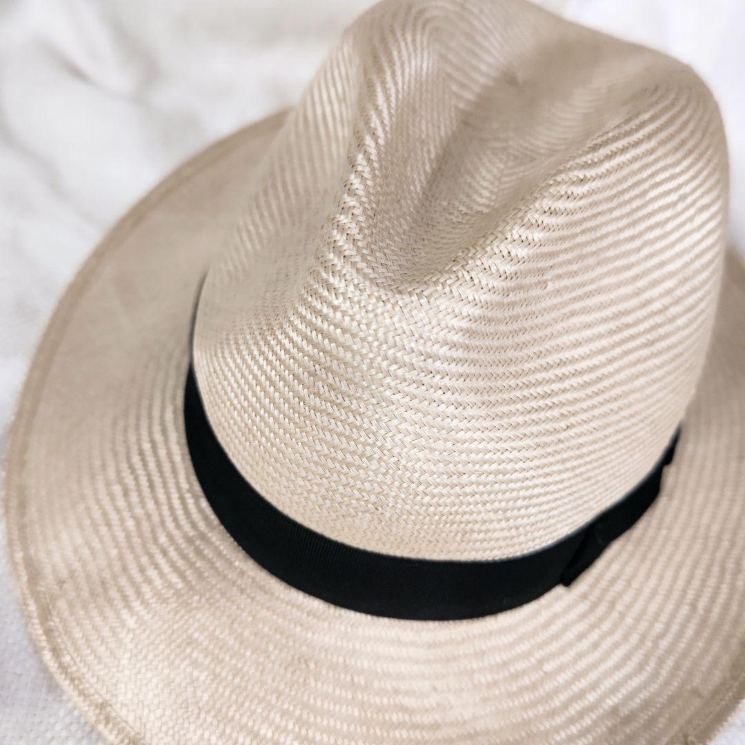 和光ボルサリーノBorsalino天然草中折れ帽子ストローハット57パラシゾール
