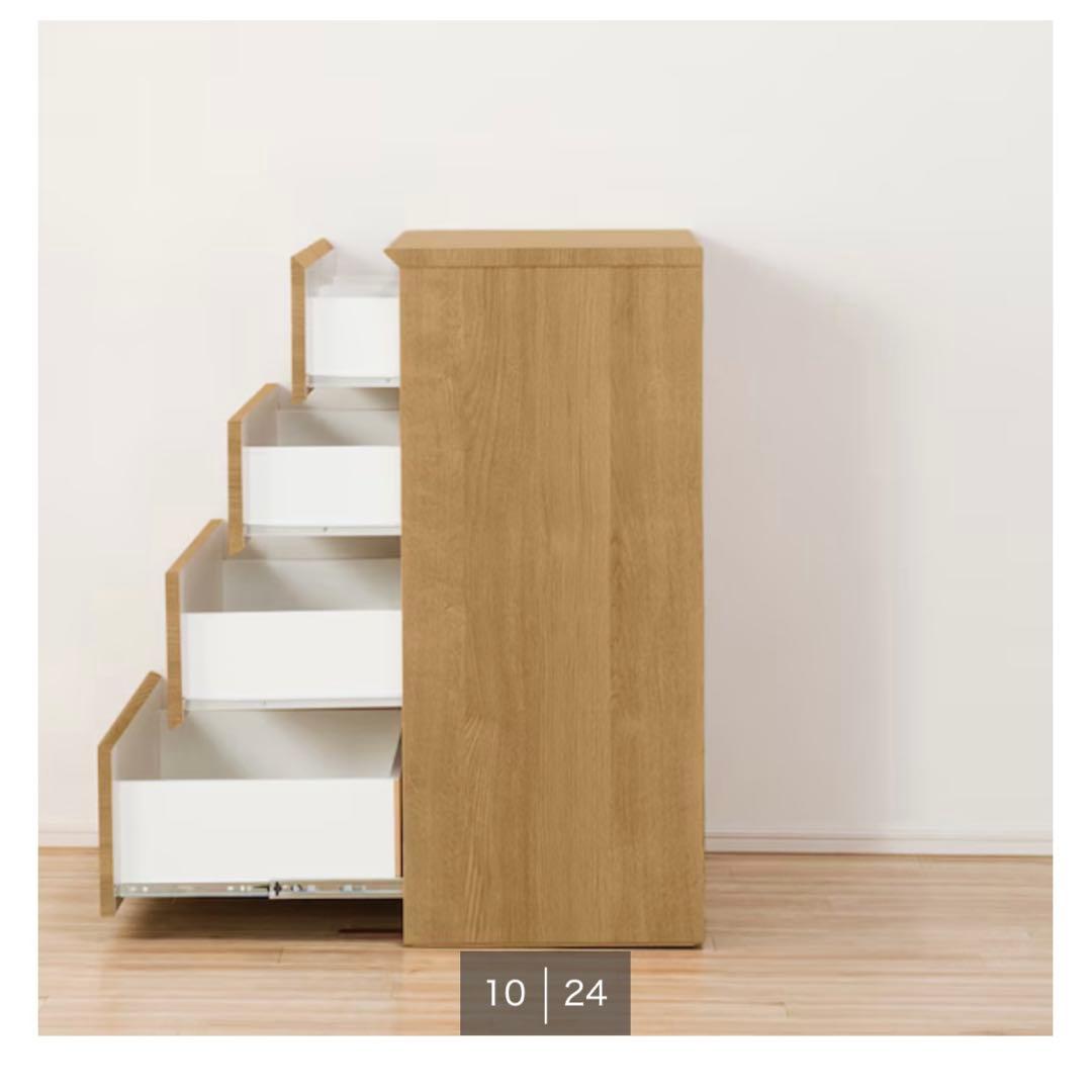 送料込・ニトリ 4段 チェスト 幅80 高さ92 ライトブラウン