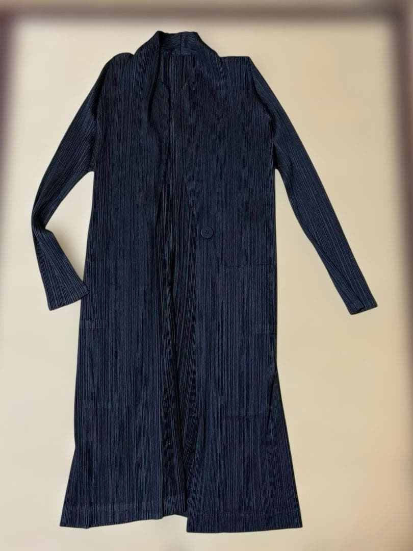 PLEATS PLEASE ストライプ ロングカーディガン