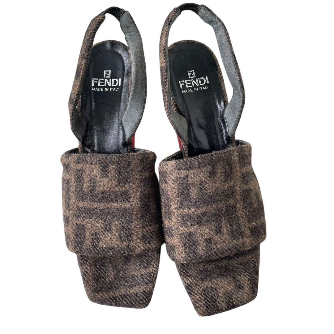 FENDI フェンディ 厚底サンダル ミュール ズッカ柄　36.5 24cm