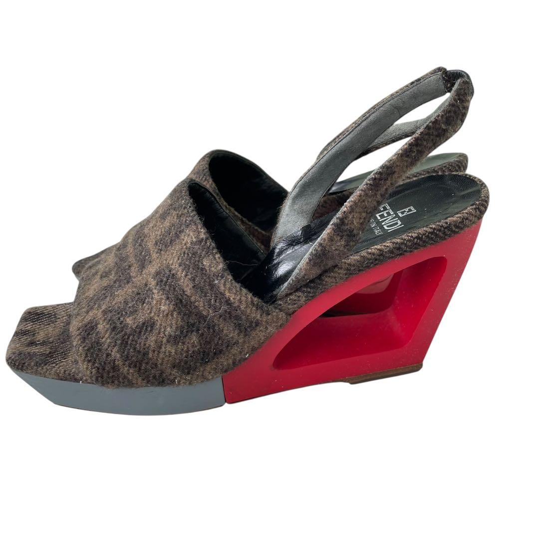 FENDI フェンディ 厚底サンダル ミュール ズッカ柄　36.5 24cm