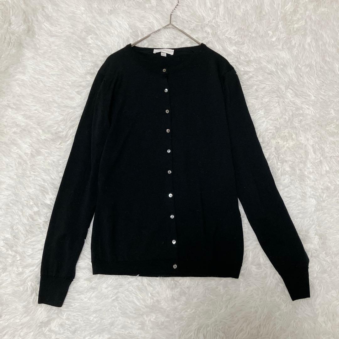 美品 ジョンスメドレー　メリノウール100% ブラック カーディガン M 黒