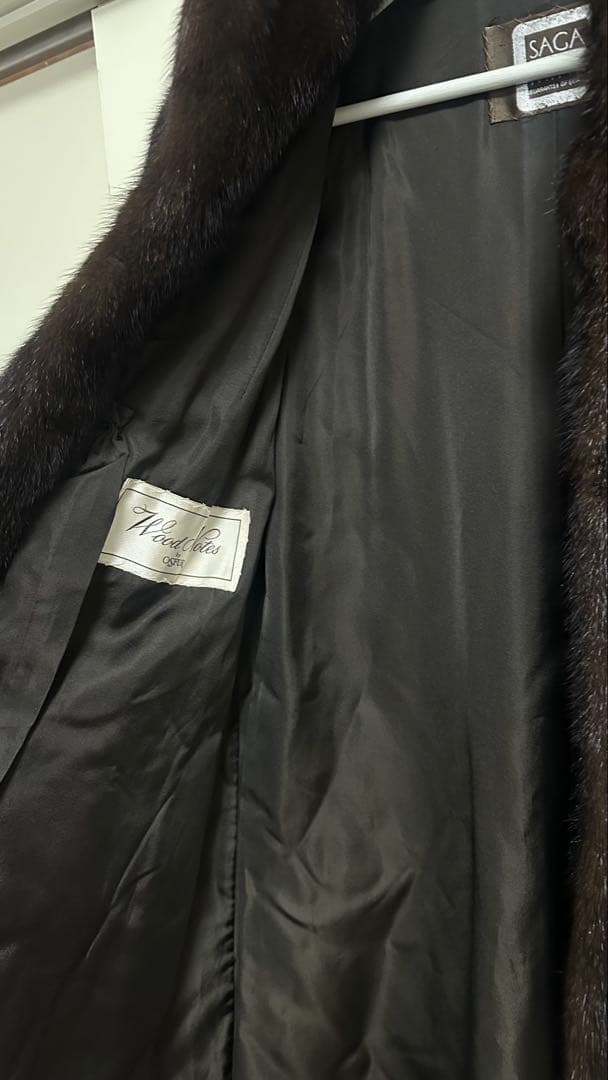 SAGA mink ダークブラウン ファーコート 長袖 13号