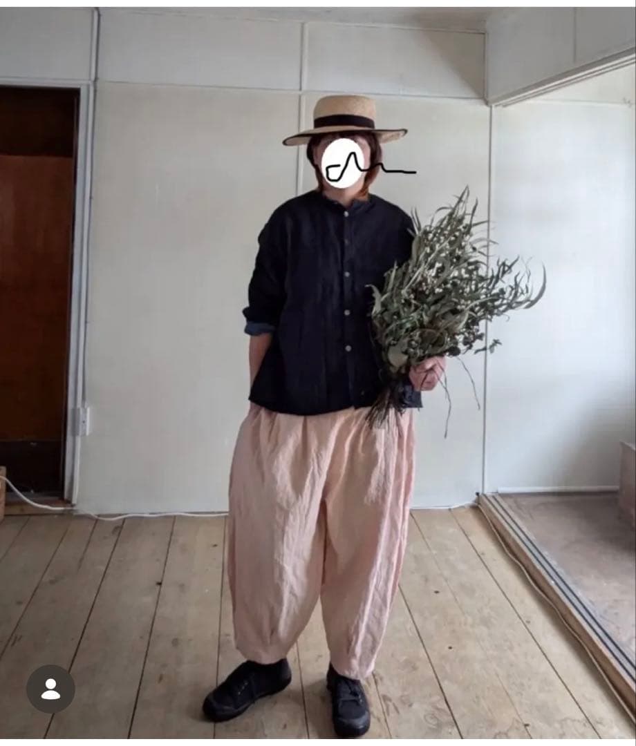 週末限定価格☆cheer札幌 hibi コットンリネン先染めパンツ　薄ピンク